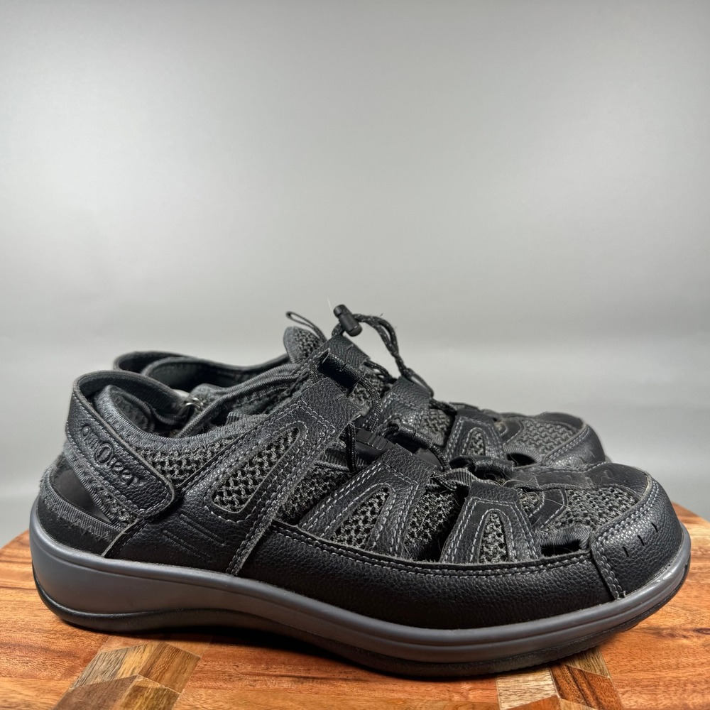 Orthofeet 991 Womens 7 2E X-Wide Black Orthopedic Athletic Fisherman Sandals